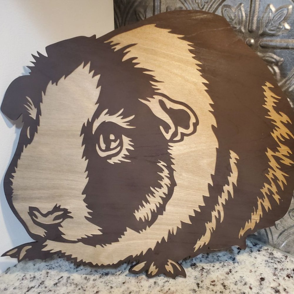 Laser Engraved Guinea Pig Wooden Wall Decor